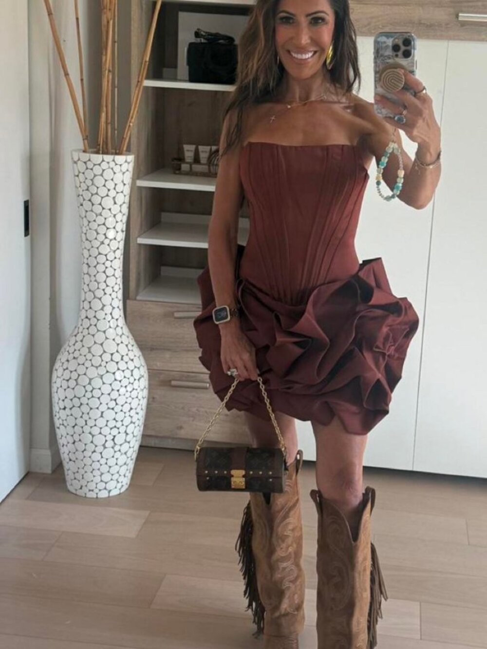Fashion Nova Rust Mini Dress XS Ruffled Skirt